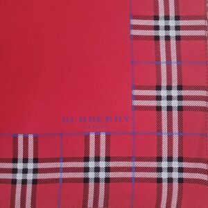 Burberry Red & Purple Silk Plaid Christmas Pocket Square, handkerchief, pocke